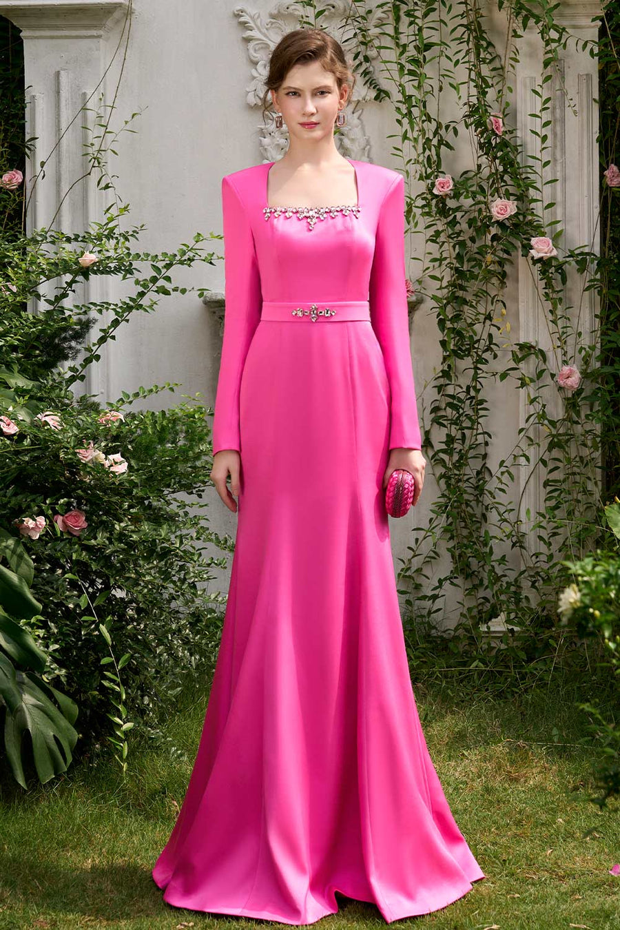 Jordan Trumpet Queen Anne Neck Silk Floor Length Dress Gown Dress I.H.F Atelier