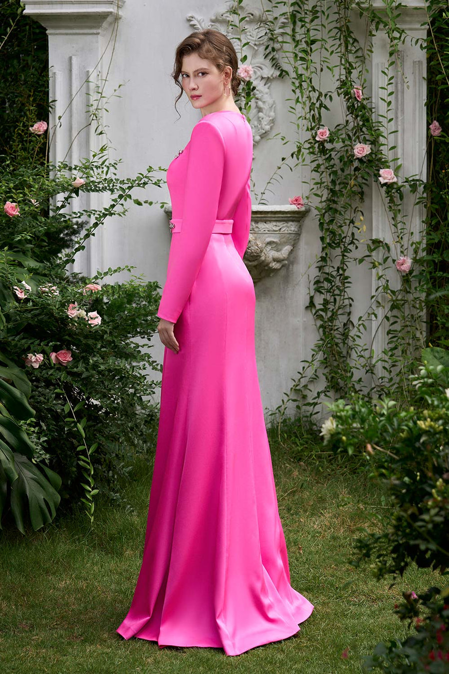 Jordan Trumpet Queen Anne Neck Silk Floor Length Dress Gown Dress I.H.F Atelier