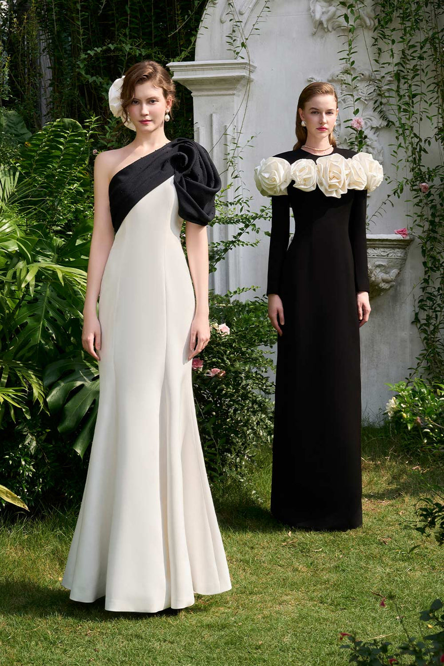 Annie Trumpet One Shoulder Organza Crepe Floor Length Dress Gown Dress I.H.F Atelier
