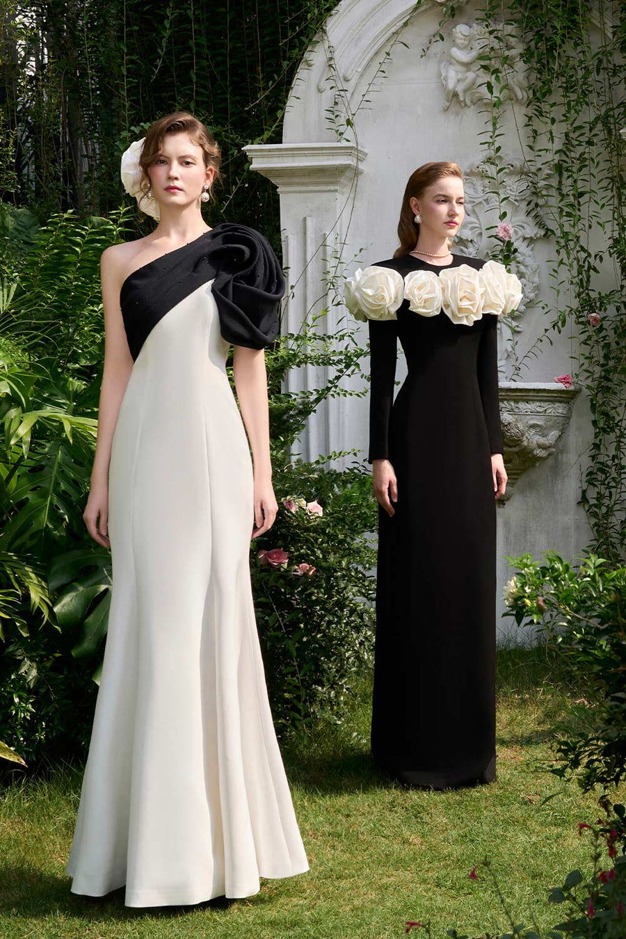 Annie Trumpet One Shoulder Organza Crepe Floor Length Dress Gown Dress I.H.F Atelier