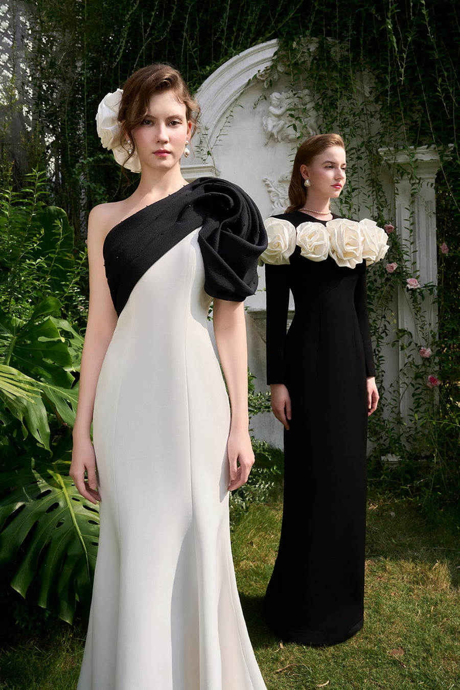 Annie Trumpet One Shoulder Organza Crepe Floor Length Dress Gown Dress I.H.F Atelier