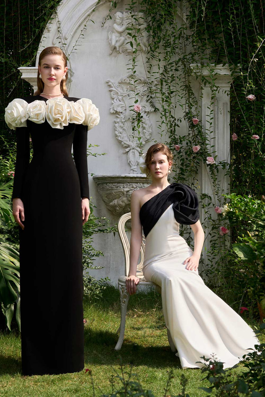 Annie Trumpet One Shoulder Organza Crepe Floor Length Dress Gown Dress I.H.F Atelier