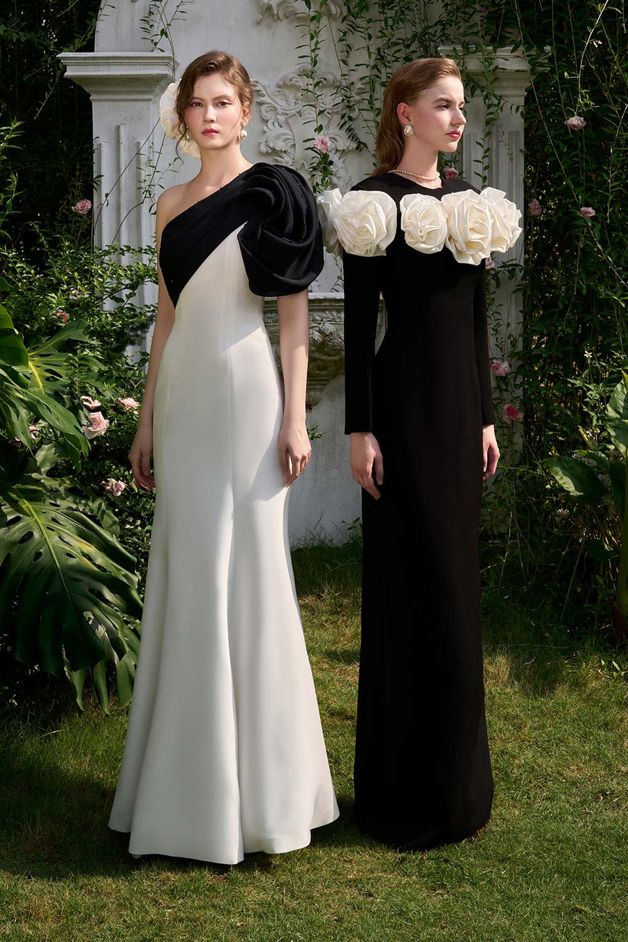 Annie Trumpet One Shoulder Organza Crepe Floor Length Dress Gown Dress I.H.F Atelier