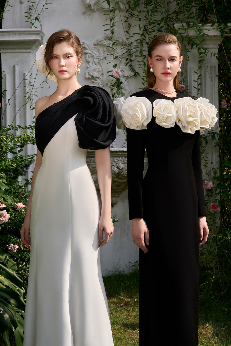 Annie Trumpet One Shoulder Organza Crepe Floor Length Dress Gown Dress I.H.F Atelier