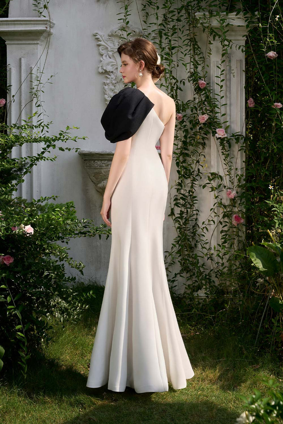 Annie Trumpet One Shoulder Organza Crepe Floor Length Dress Gown Dress I.H.F Atelier