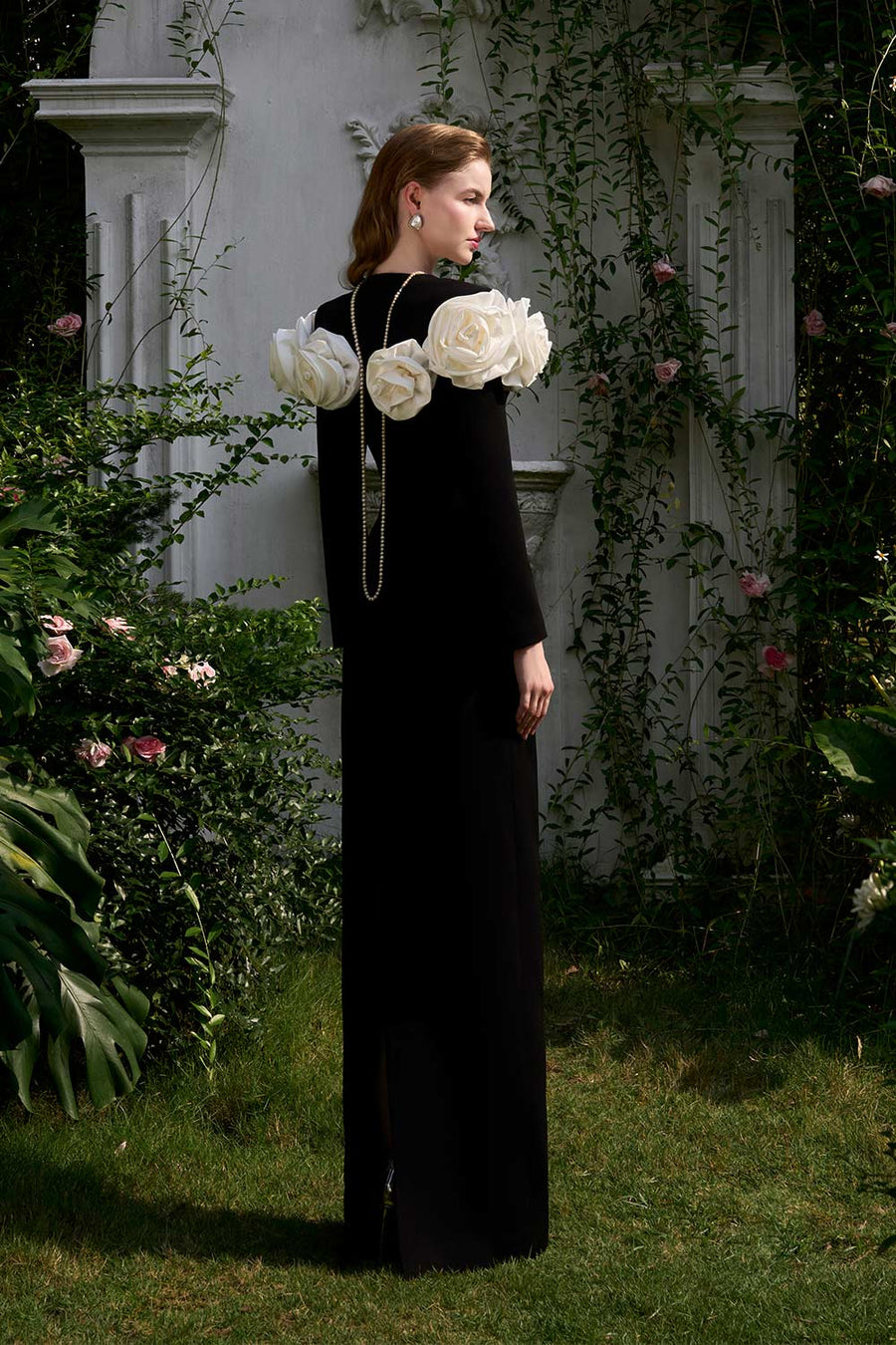 Denver Sheath Flower Applique Crepe Floor Length Dress Gown Dress I.H.F Atelier