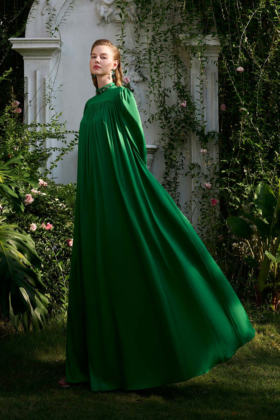 Yareli Flared Gathered Silk Floor Length Dress Gown Dress I.H.F Atelier