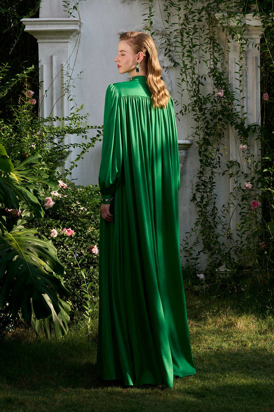 Yareli Flared Gathered Silk Floor Length Dress Gown Dress I.H.F Atelier