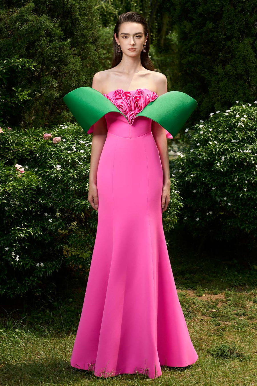 Mikaela Trumpet Off-Shoulder Silk Crepe Floor Length Dress Gown Dress I.H.F Atelier