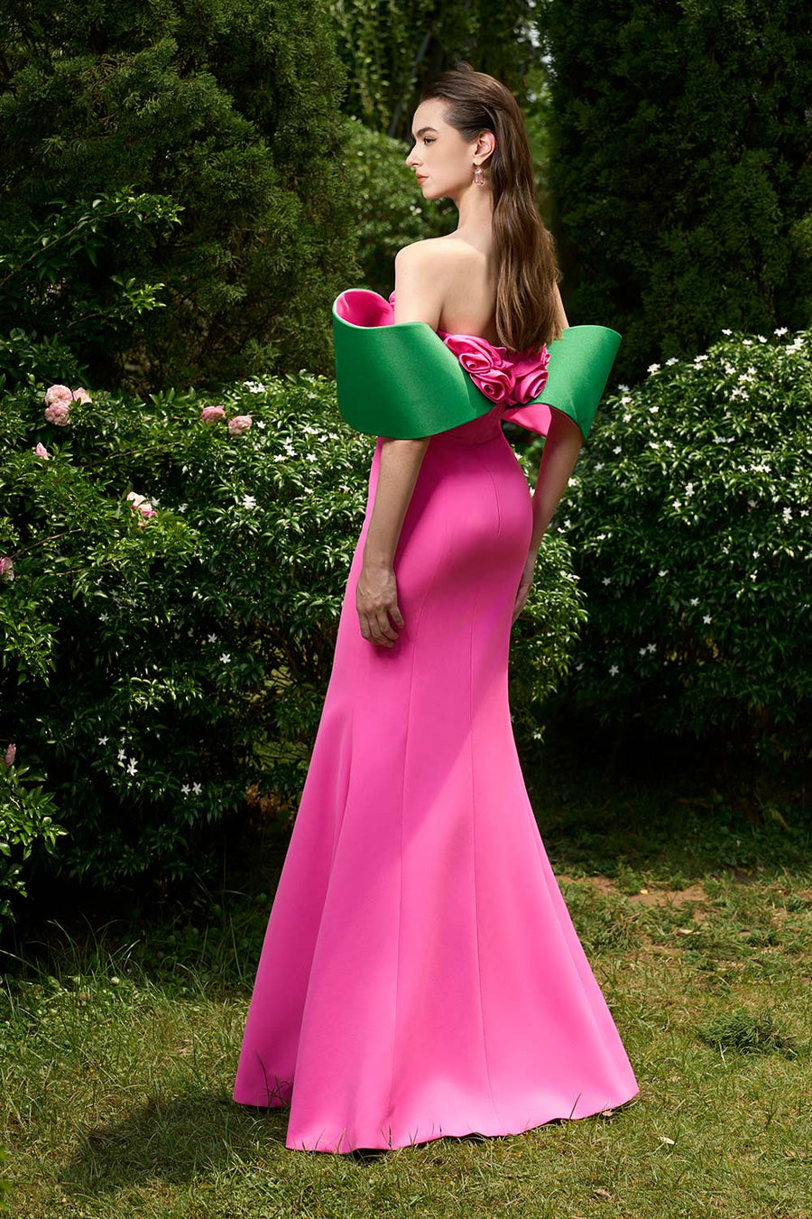 Mikaela Trumpet Off-Shoulder Silk Crepe Floor Length Dress Gown Dress I.H.F Atelier