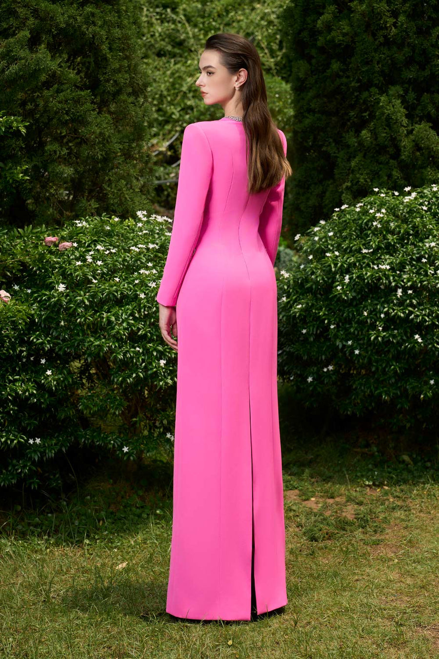Joy Sheath Jewel Neck Crepe Floor Length Dress Gown Dress I.H.F Atelier