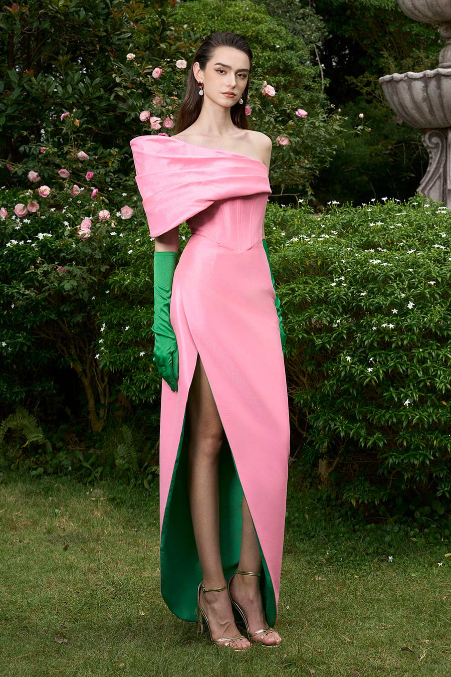 Sloane Wrap Asymmetric Taffeta Floor Length Dress Gown Dress I.H.F Atelier