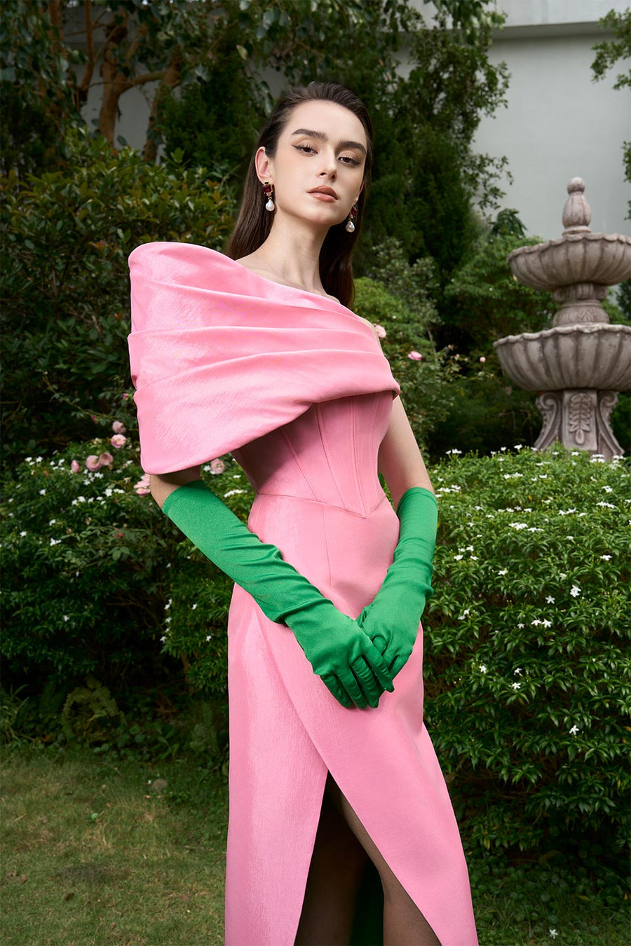 Sloane Wrap Asymmetric Taffeta Floor Length Dress Gown Dress I.H.F Atelier