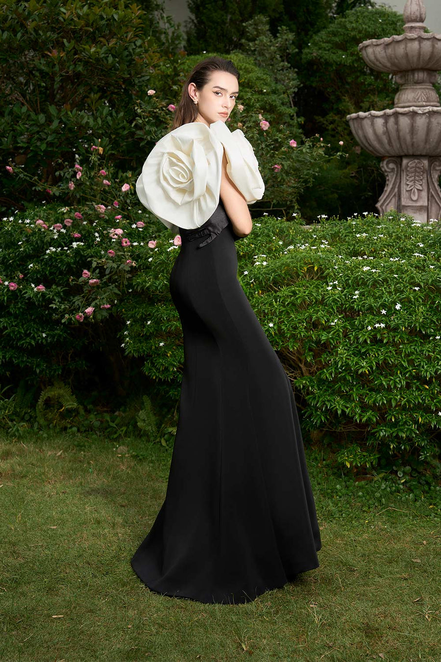 Isla Mermaid Floral Crepe Floor Length Dress Gown Dress I.H.F Atelier