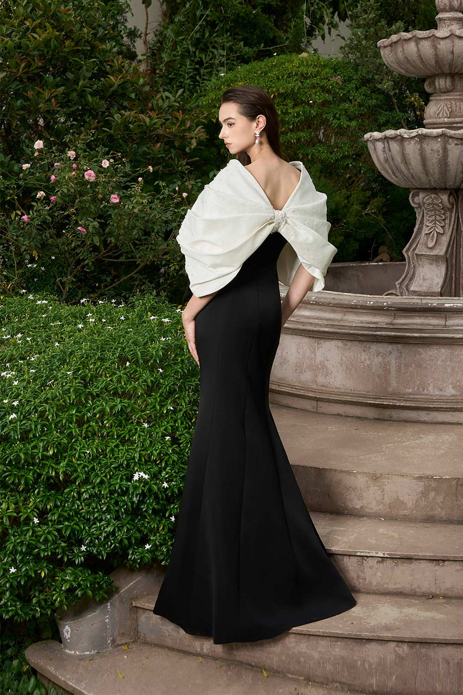 Melina Mermaid Draped Crepe Floor Length Dress Gown Dress I.H.F Atelier