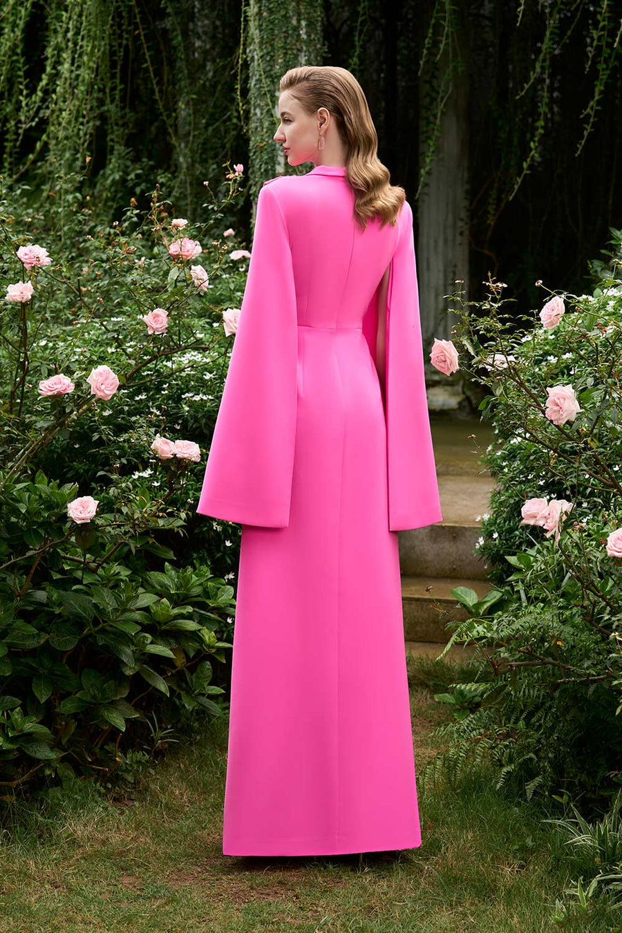 Margaret A-line Notch Lapel Silk Crepe Floor Length Dress Gown Dress I.H.F Atelier