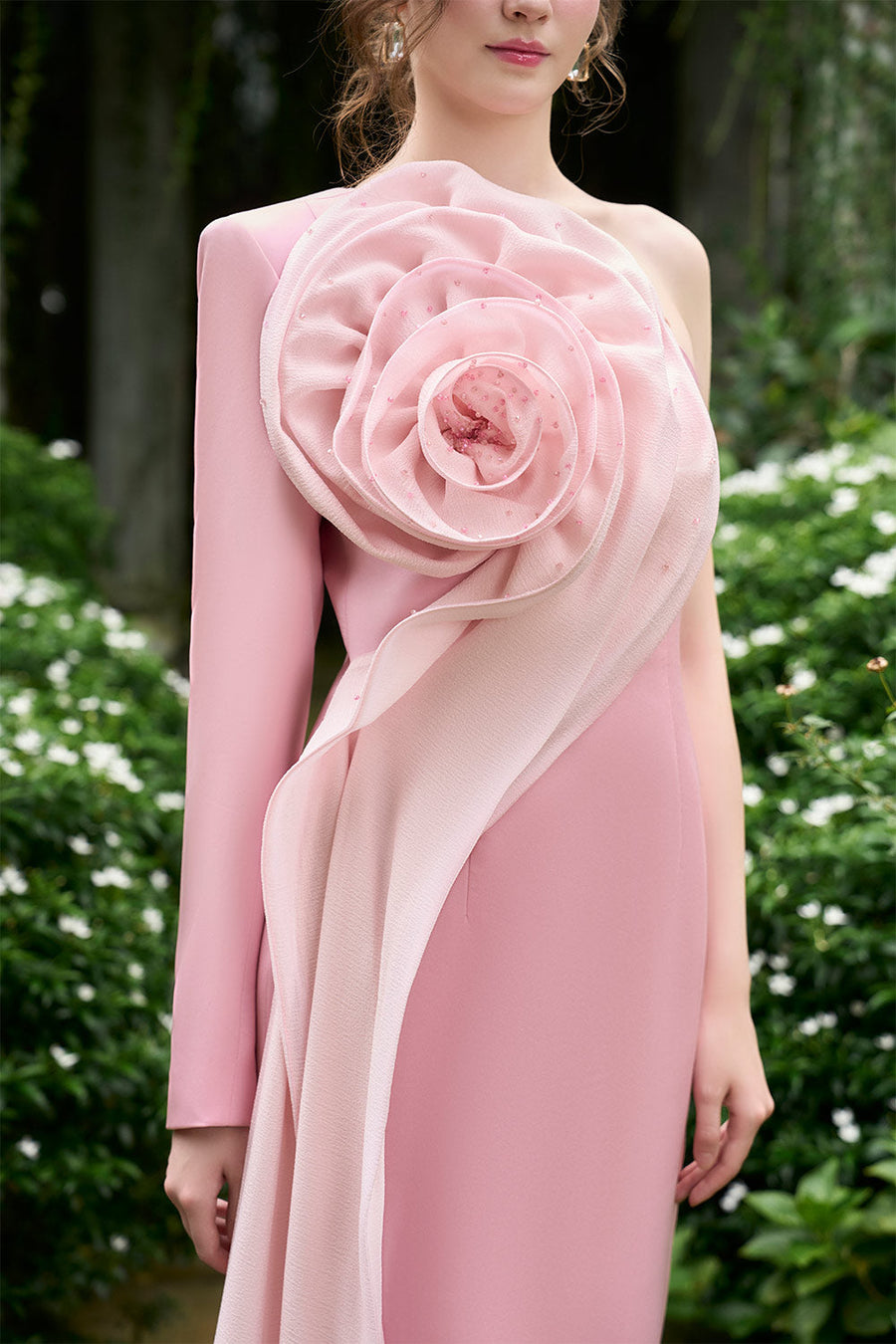 Micah Sheath Flower Applique Silk Crepe Floor Length Dress Gown Dress I.H.F Atelier