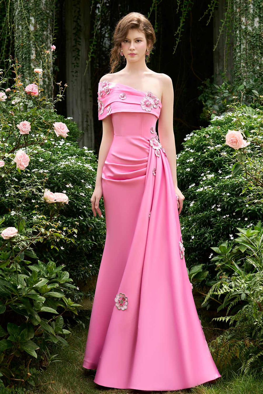 Alora Trumpet Asymmetric Silk Floor Length Dress Gown Dress I.H.F Atelier