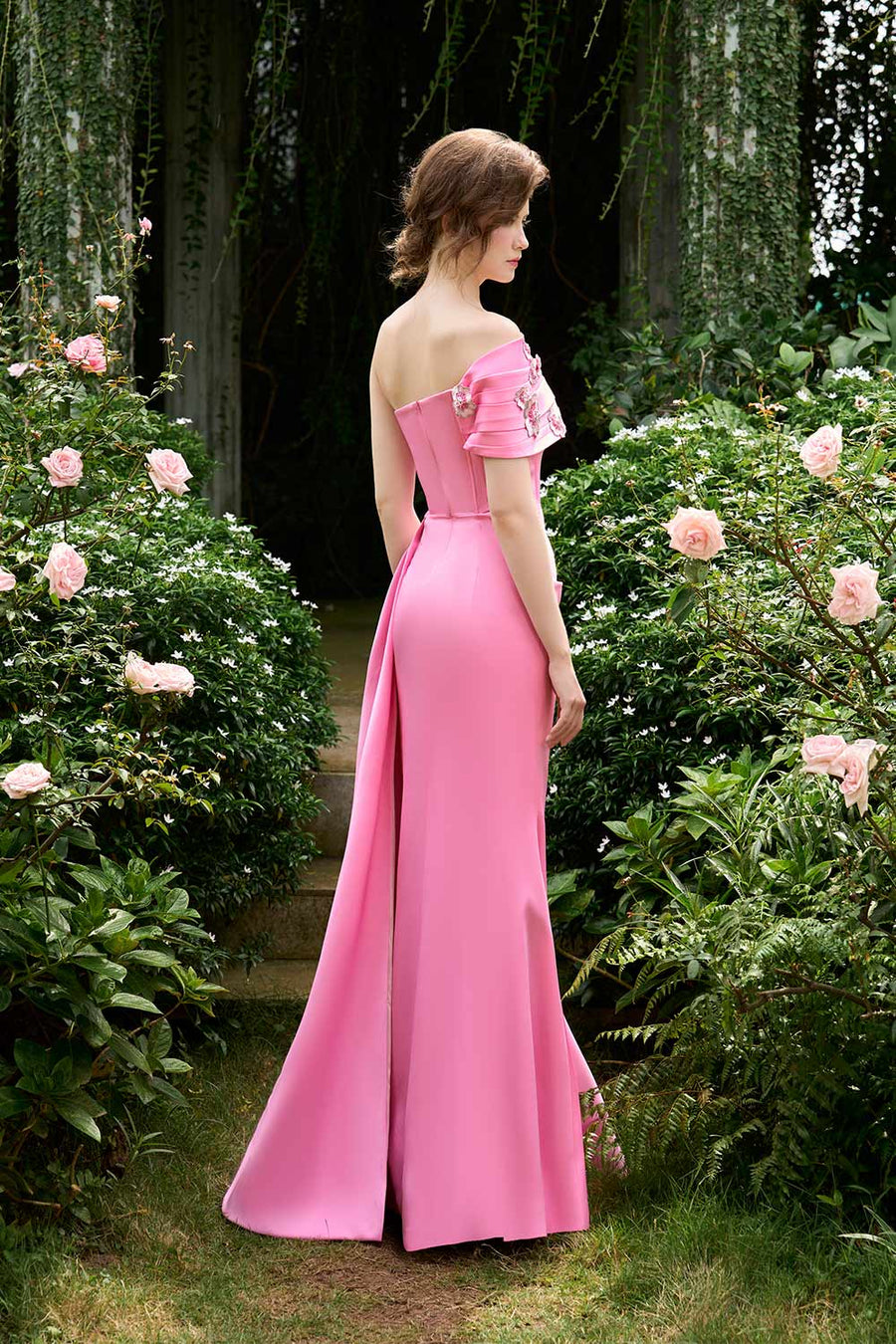 Alora Trumpet Asymmetric Silk Floor Length Dress Gown Dress I.H.F Atelier