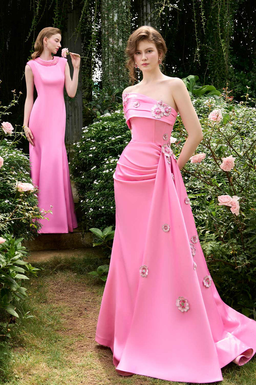 Alora Trumpet Asymmetric Silk Floor Length Dress Gown Dress I.H.F Atelier