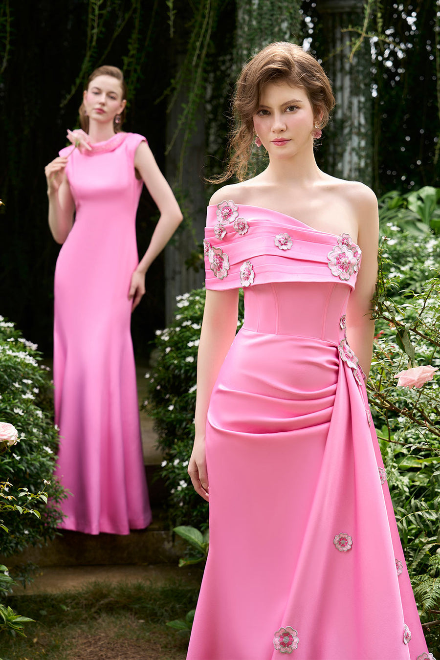 Alora Trumpet Asymmetric Silk Floor Length Dress Gown Dress I.H.F Atelier