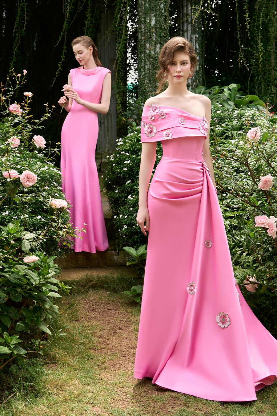 Alora Trumpet Asymmetric Silk Floor Length Dress Gown Dress I.H.F Atelier