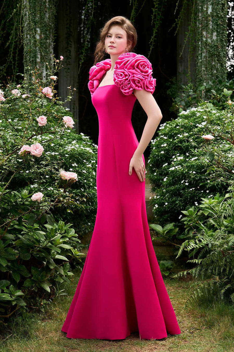 Alani Mermaid Square Neck Silk Crepe Floor Length Dress Gown Dress I.H.F Atelier