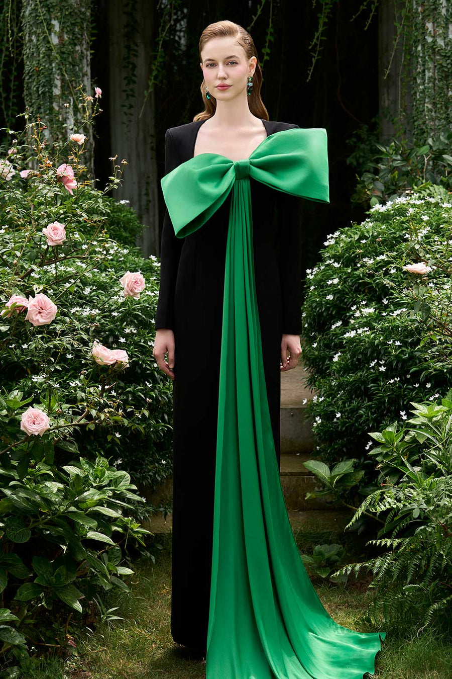 Khloe Sheath Bow Silk Crepe Floor Length Dress Gown Dress I.H.F Atelier