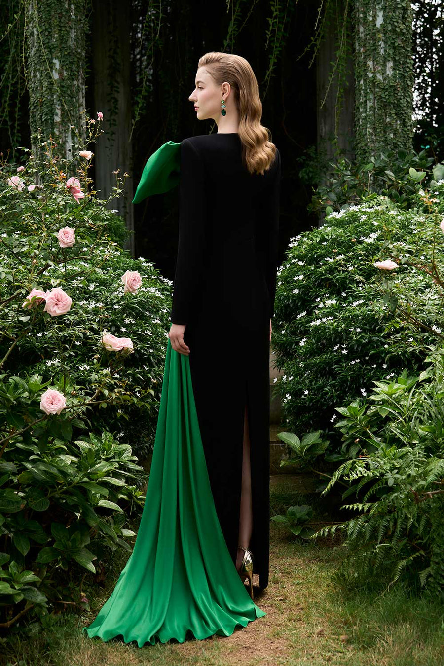 Khloe Sheath Bow Silk Crepe Floor Length Dress Gown Dress I.H.F Atelier