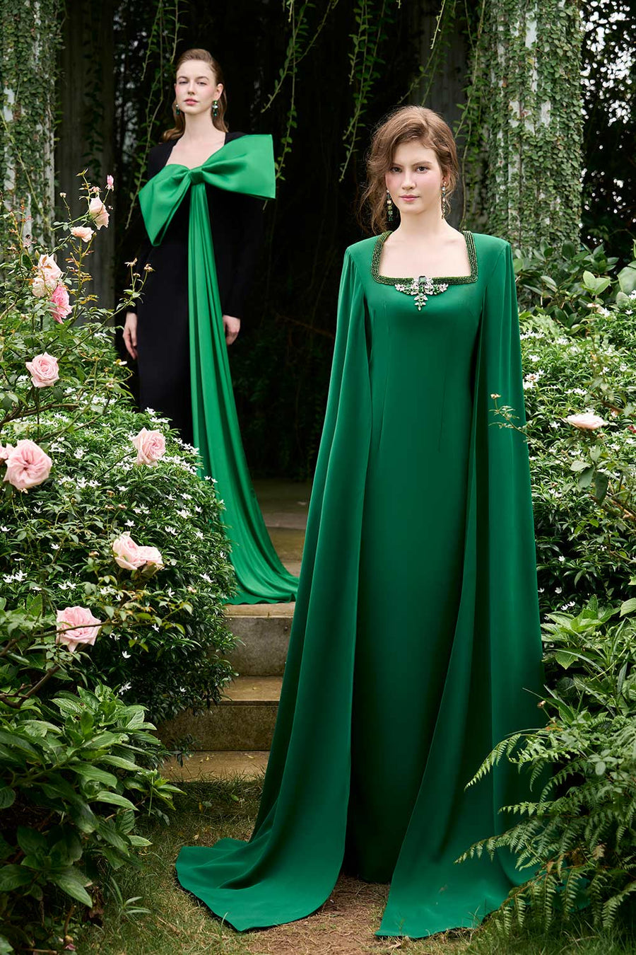 Khloe Sheath Bow Silk Crepe Floor Length Dress Gown Dress I.H.F Atelier