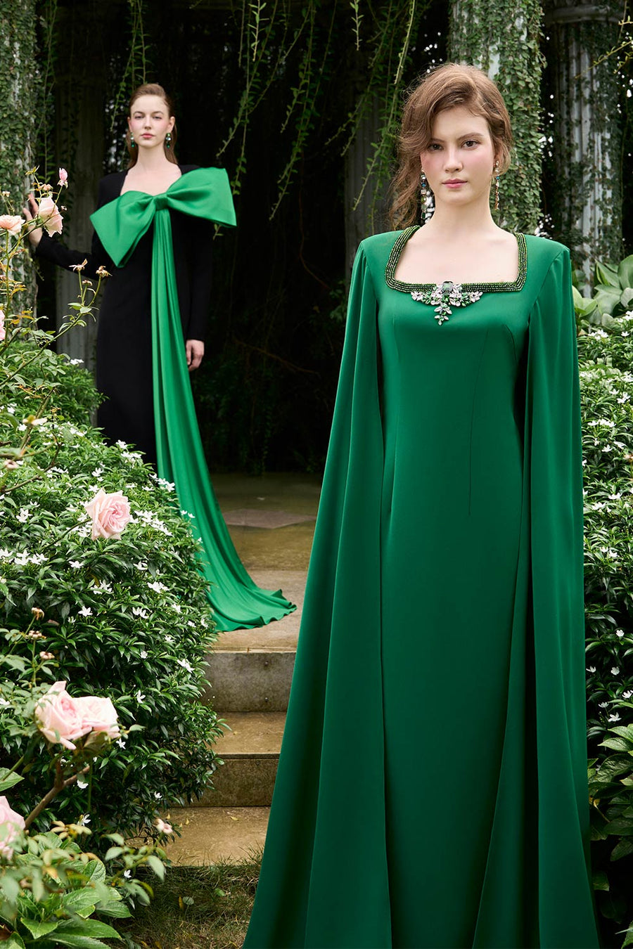 Khloe Sheath Bow Silk Crepe Floor Length Dress Gown Dress I.H.F Atelier