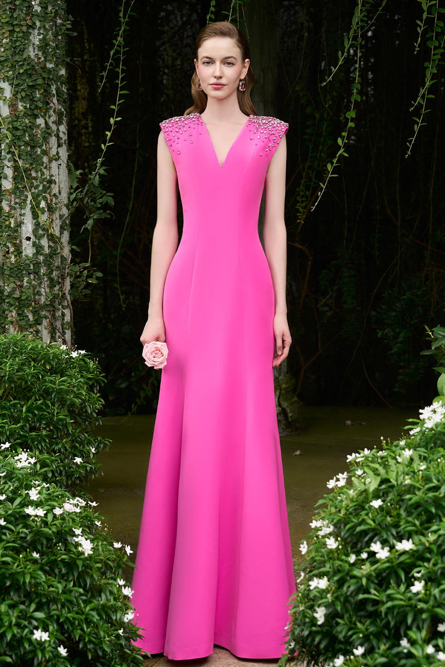 Avah Trumpet Sleeveless Crepe Floor Length Dress Gown Dress I.H.F Atelier