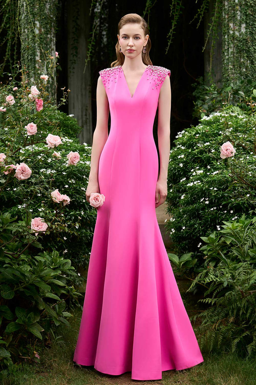 Avah Trumpet Sleeveless Crepe Floor Length Dress Gown Dress I.H.F Atelier