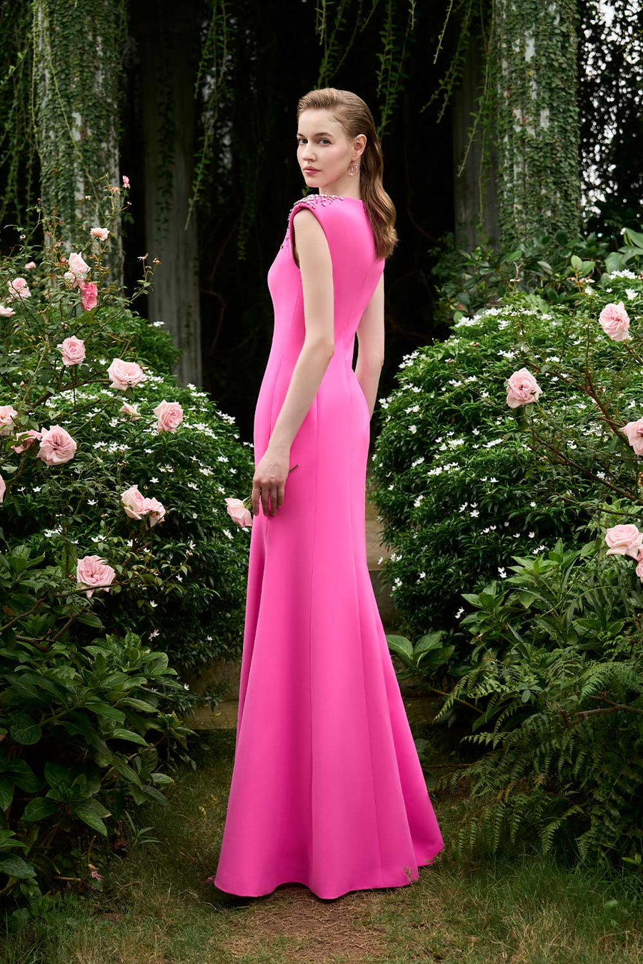 Avah Trumpet Sleeveless Crepe Floor Length Dress Gown Dress I.H.F Atelier