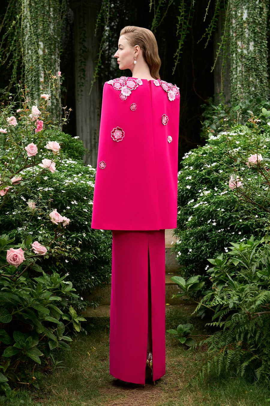 Anne Sheath Cape Sleeved Crepe Floor Length Dress Gown Dress I.H.F Atelier