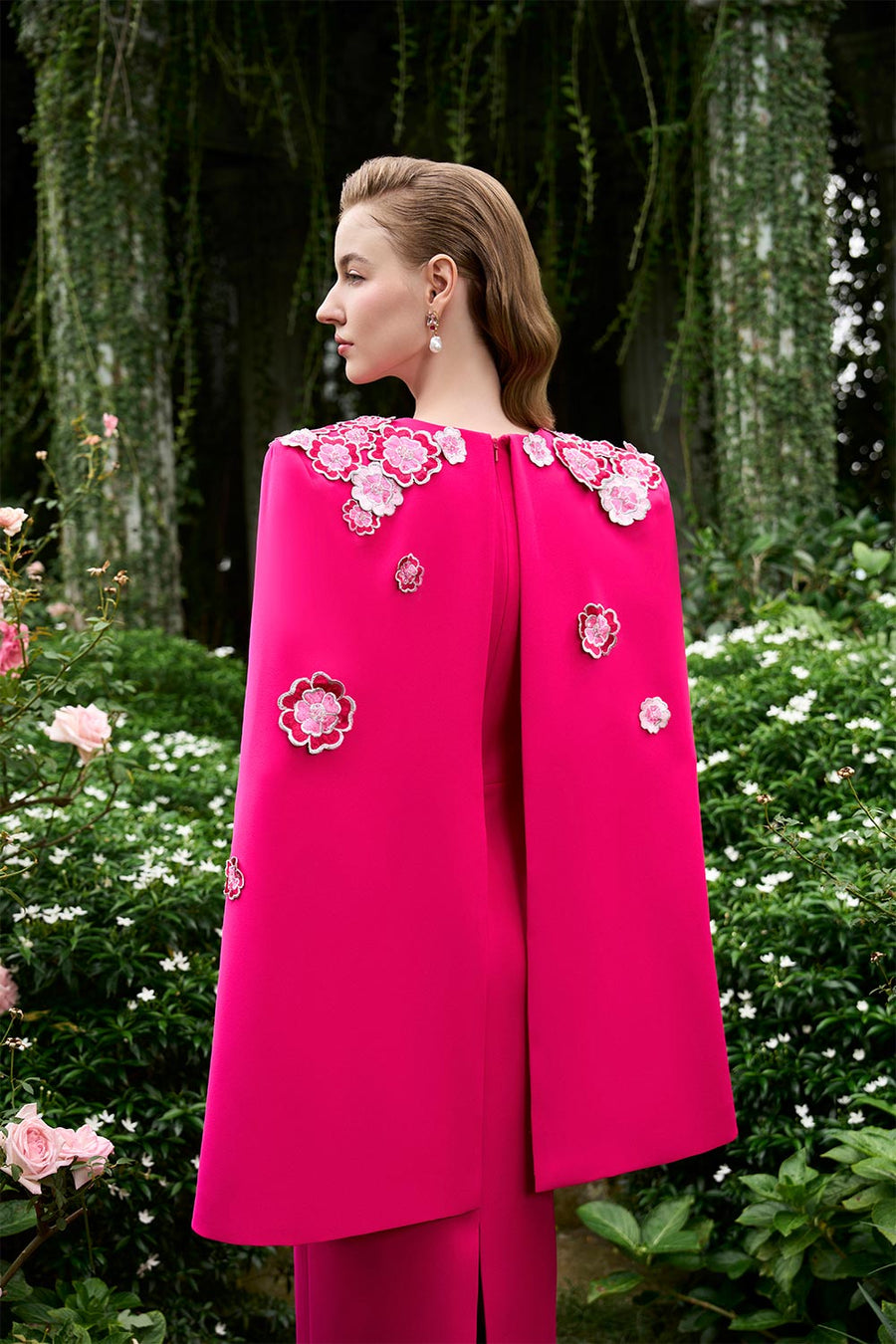 Anne Sheath Cape Sleeved Crepe Floor Length Dress Gown Dress I.H.F Atelier
