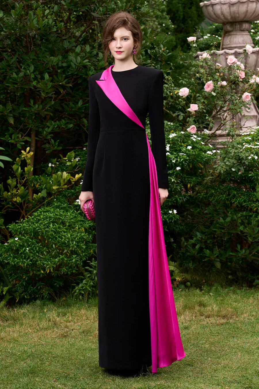 Jazmine Sheath Extended Flap Silk Crepe Floor Length Dress Gown Dress I.H.F Atelier