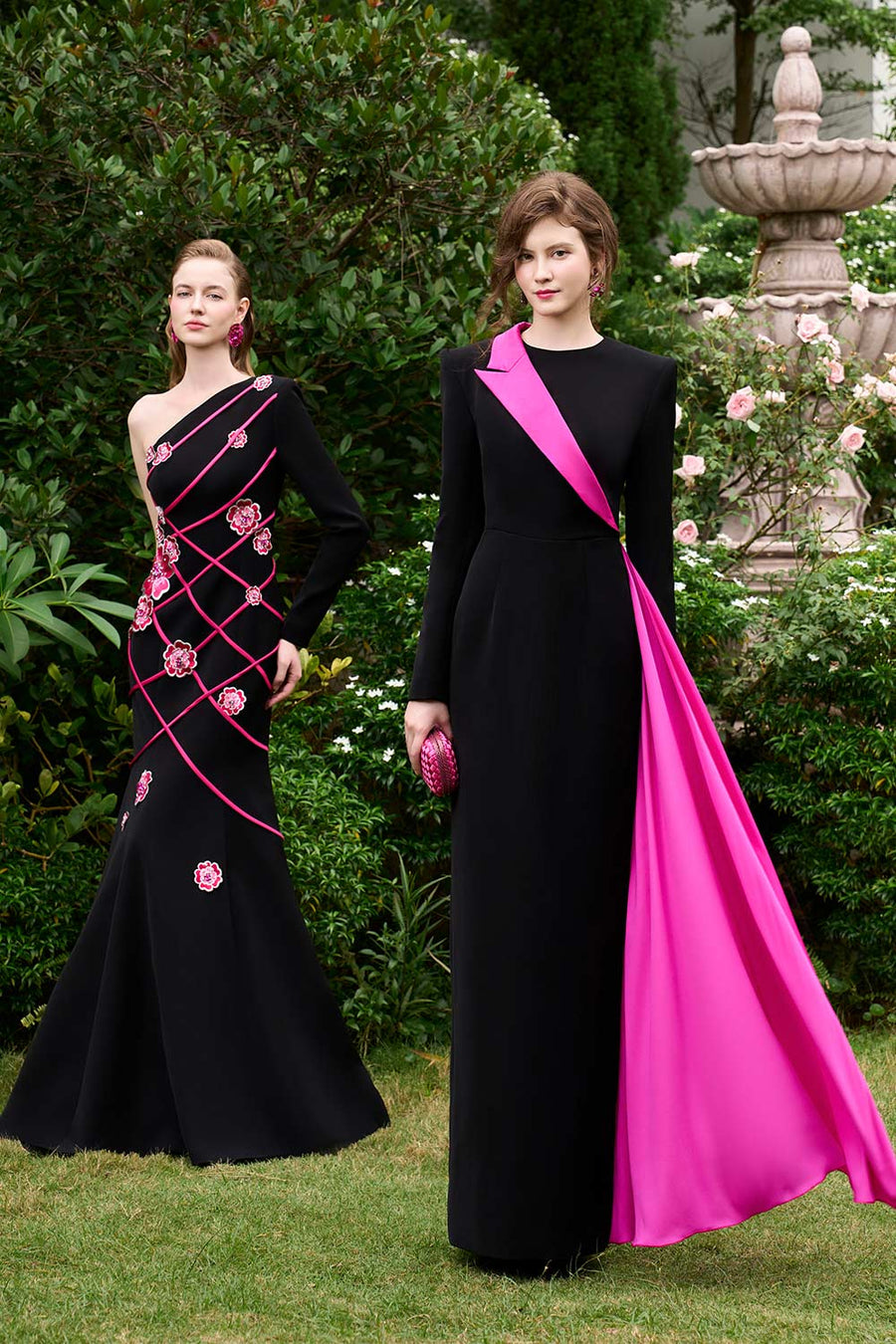 Lyanna Mermaid Asymmetric Sleeved Silk Crepe Floor Length Dress Gown Dress I.H.F Atelier