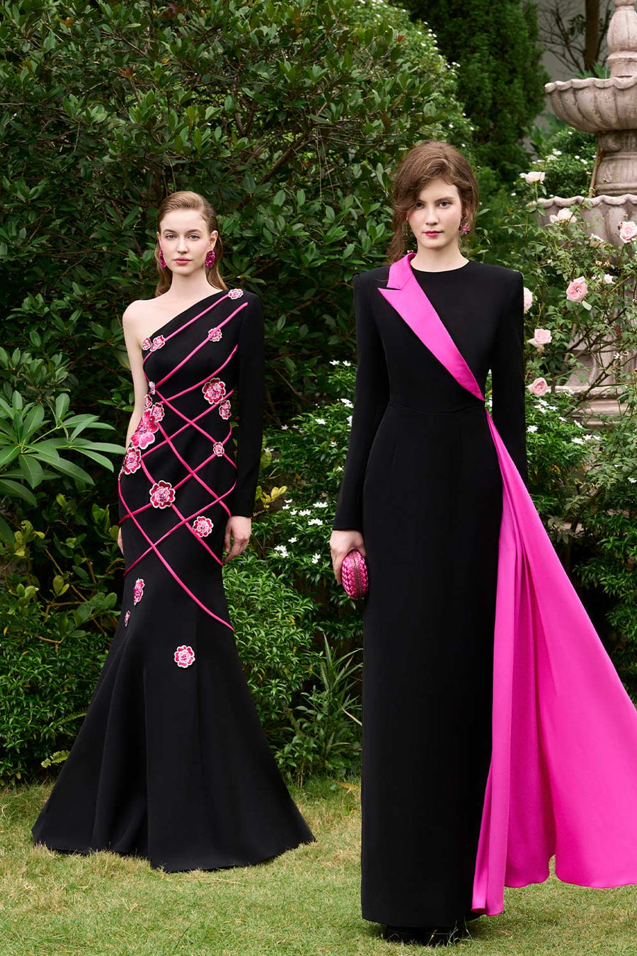 Lyanna Mermaid Asymmetric Sleeved Silk Crepe Floor Length Dress Gown Dress I.H.F Atelier