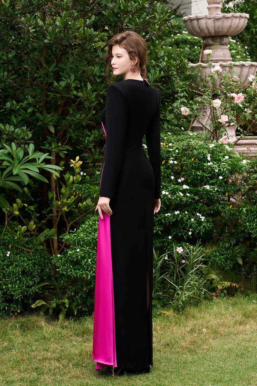 Jazmine Sheath Extended Flap Silk Crepe Floor Length Dress Gown Dress I.H.F Atelier