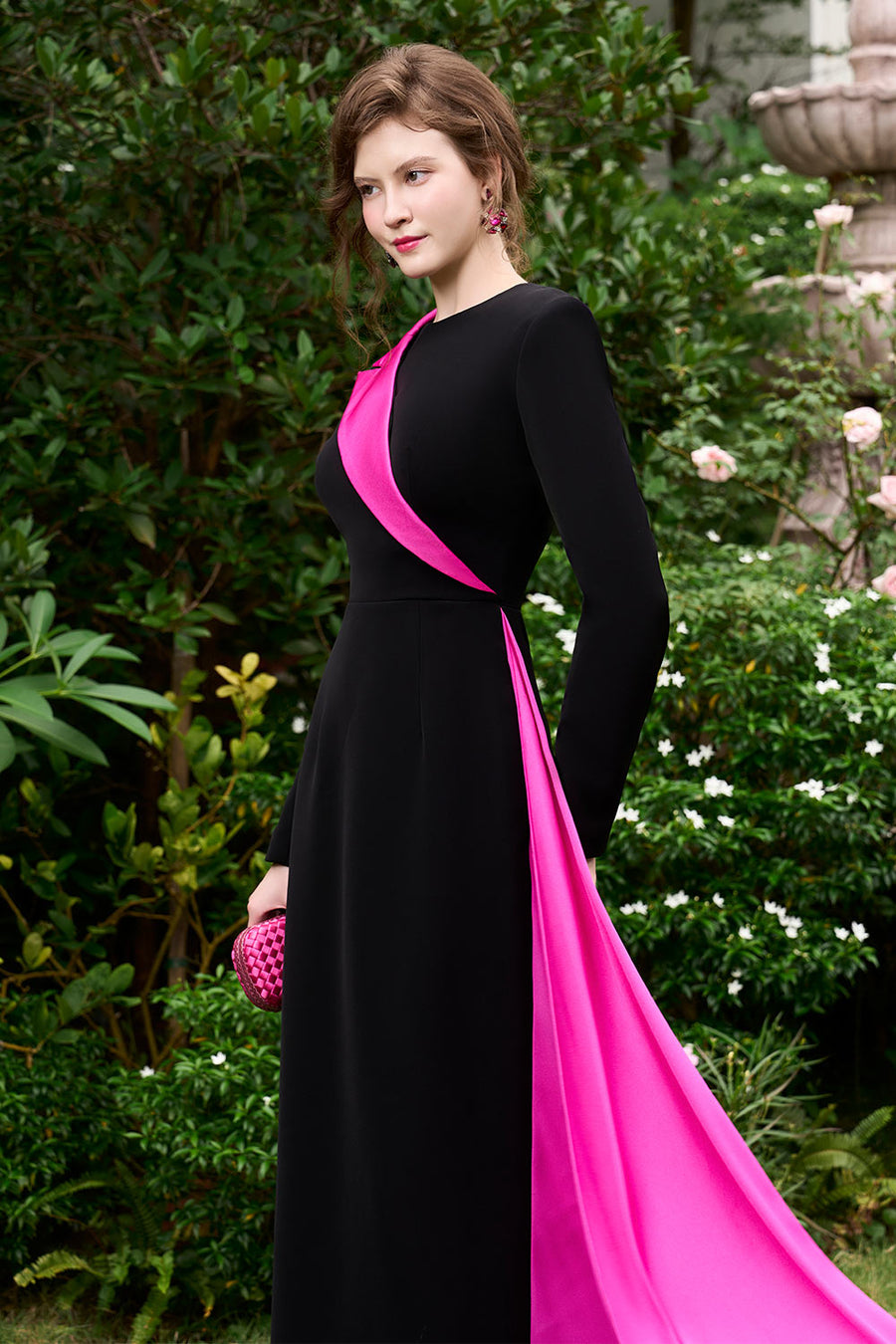 Jazmine Sheath Extended Flap Silk Crepe Floor Length Dress Gown Dress I.H.F Atelier