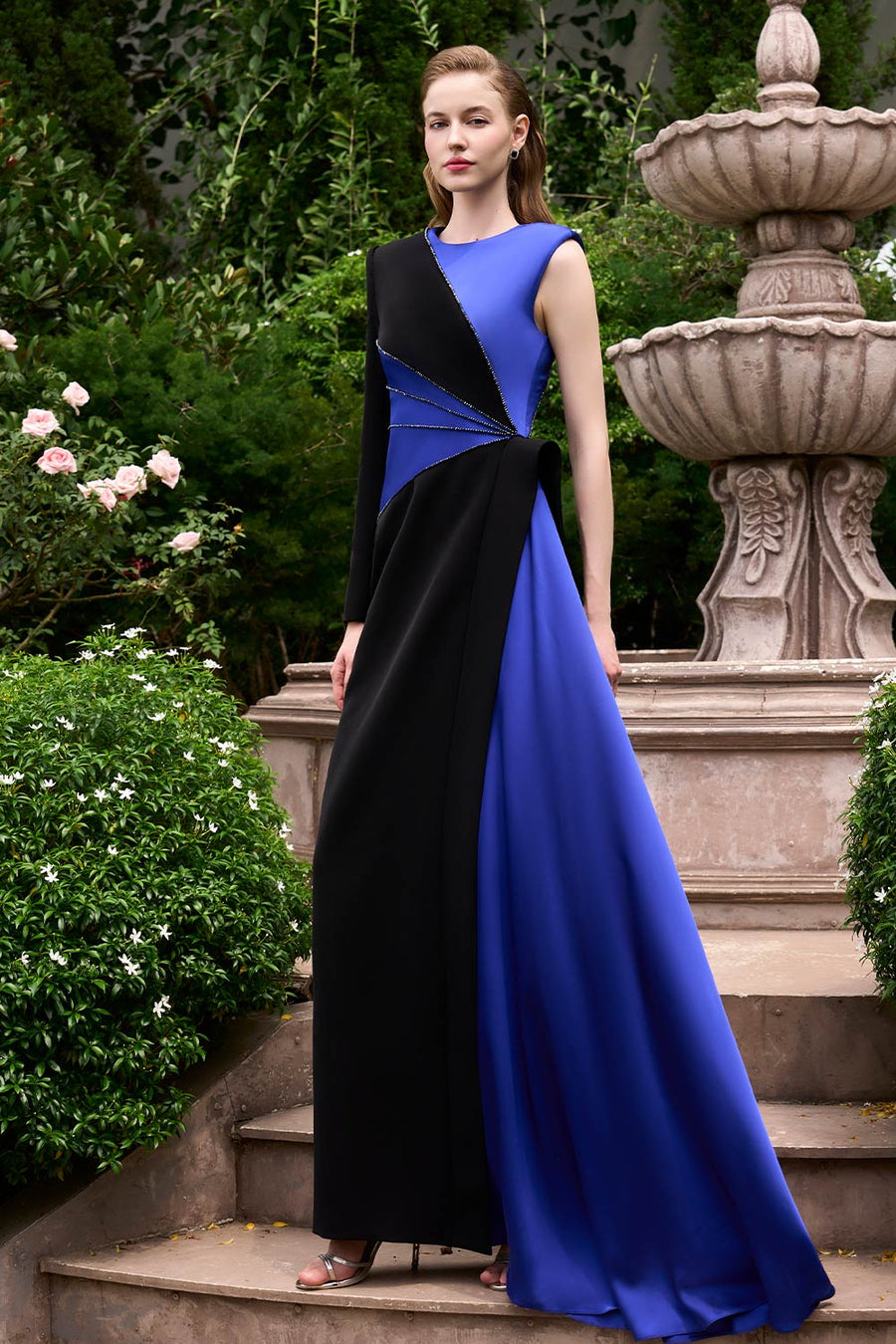 Bailey Asymmetric Extended Flap Silk Crepe Floor Length Dress Gown Dress I.H.F Atelier