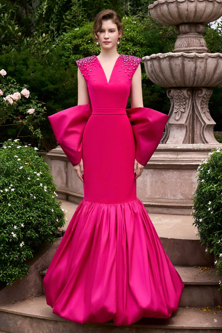 Sylvie Mermaid Bow Taffeta Floor Length Dress Gown Dress I.H.F Atelier