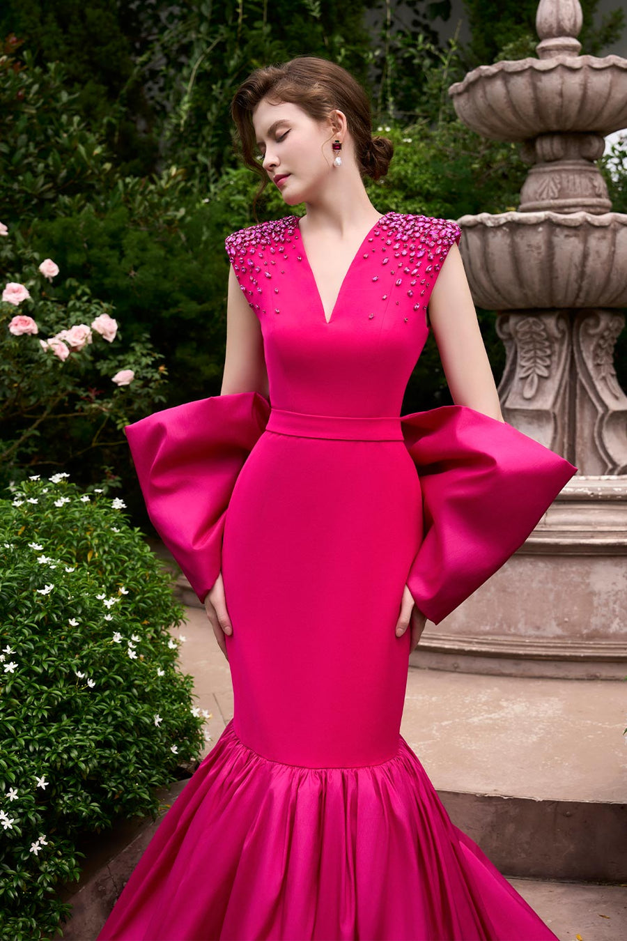 Sylvie Mermaid Bow Taffeta Floor Length Dress Gown Dress I.H.F Atelier