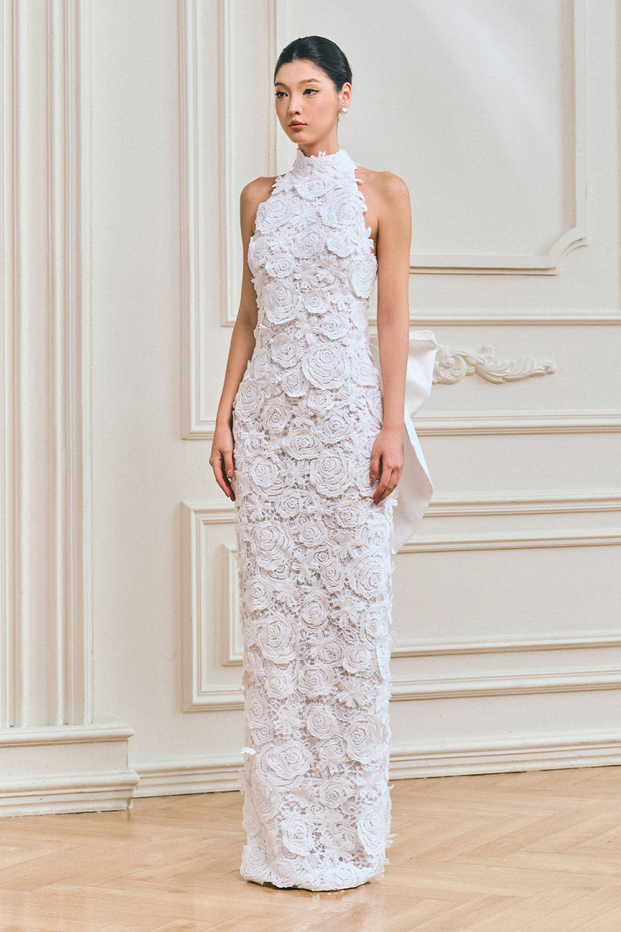 Lily Sheath Sleeveless Lace Maxi Dress 10