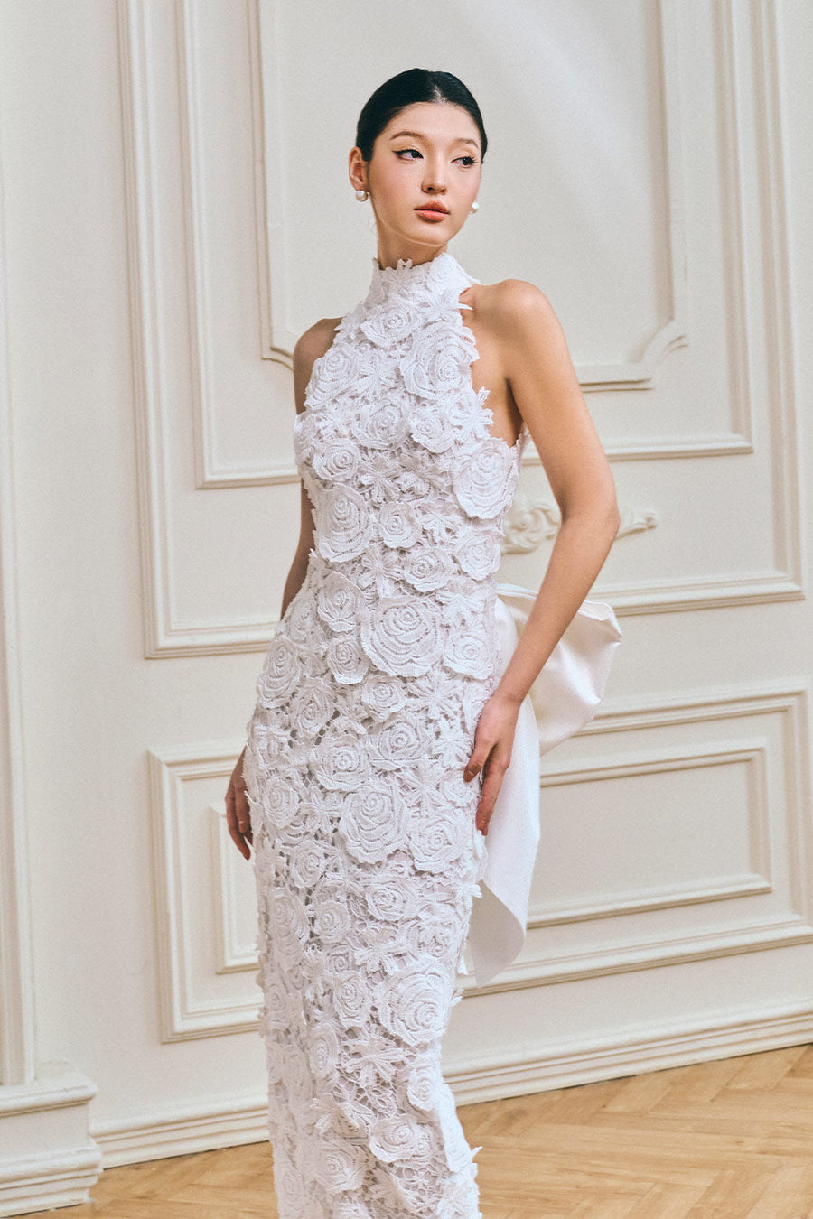 Roses Sheath Bow Lace Maxi Dress 2
