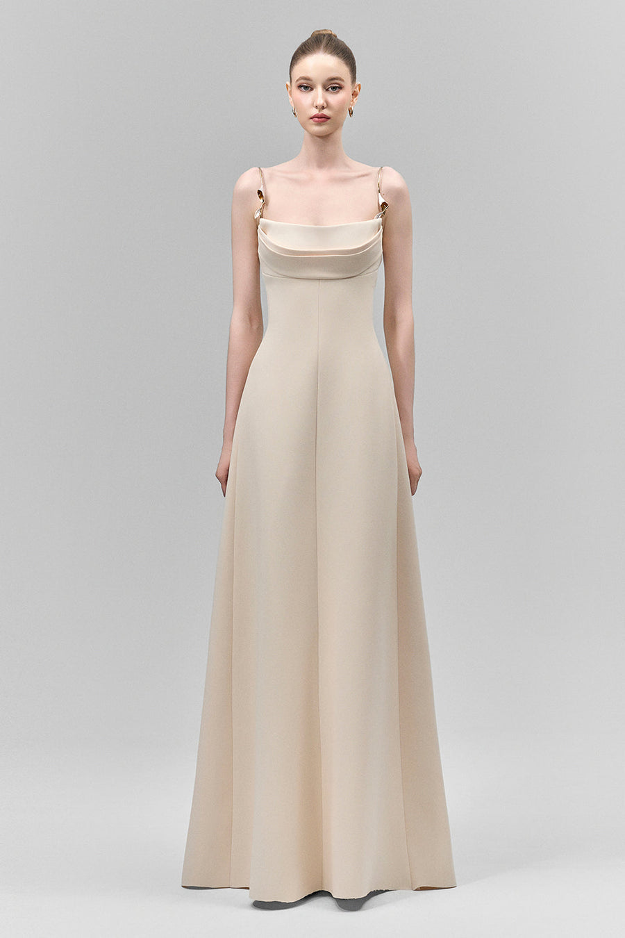 Lirien A-line Cowl Neck Crepe Floor Length Dress 10