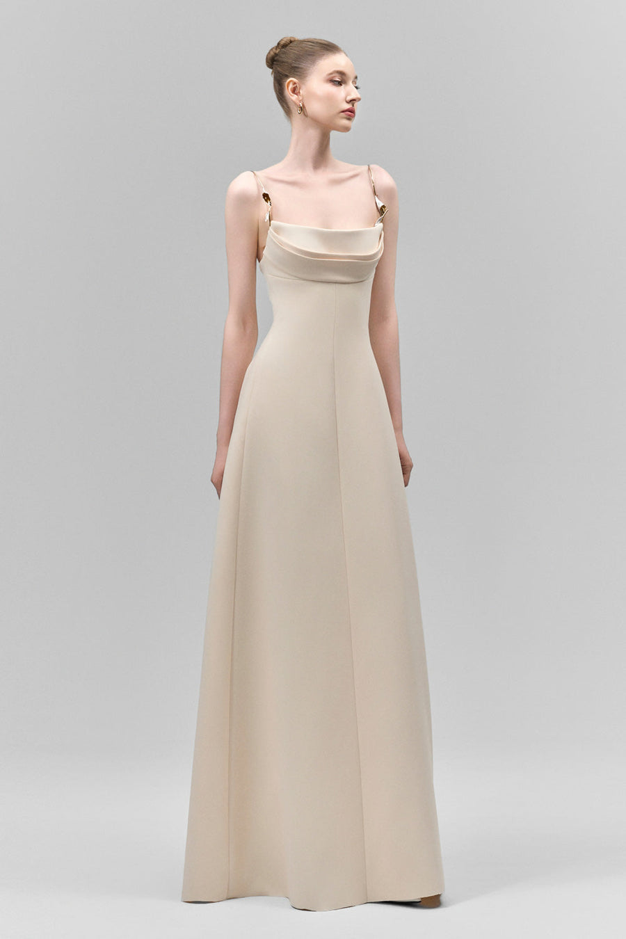 Lirien A-line Cowl Neck Crepe Floor Length Dress 8