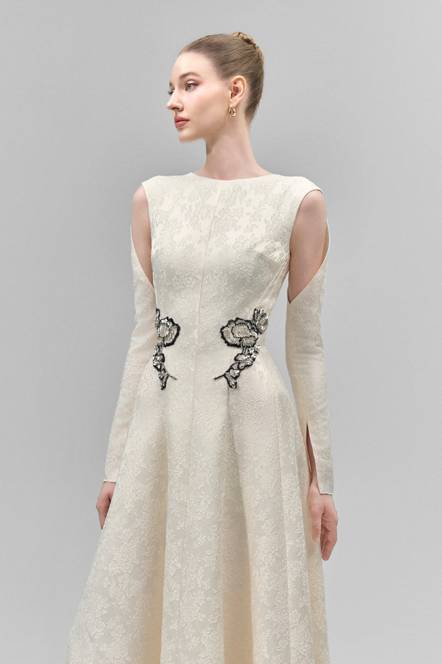 Velithia A-line Boat Neck Lace Floor Length Dress 2