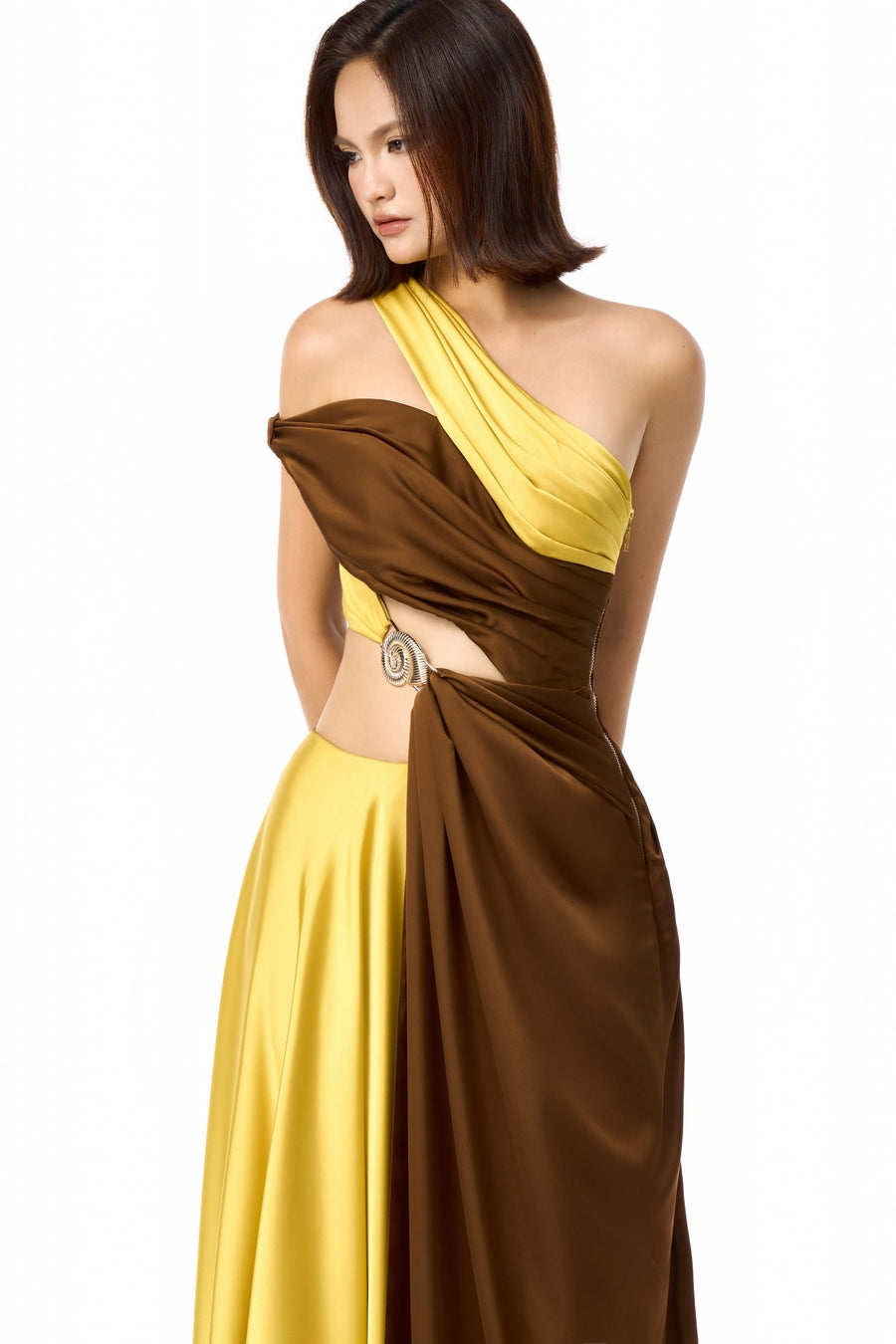 Spiral Asymmetric Neck Maxi Dress 3